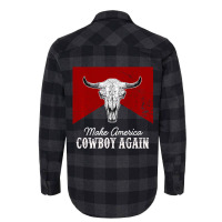 Western Country Bull Skull Makes America A Cowboy Flannel Shirt | Artistshot