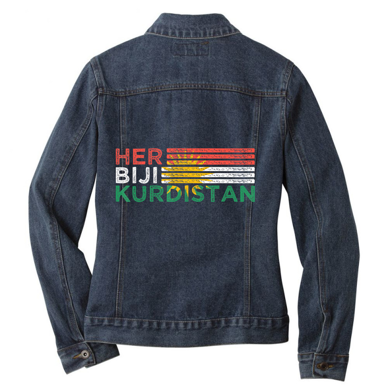 Her Biji Kurdistan T Shirt Ladies Denim Jacket by arainro | Artistshot