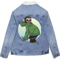 Sloth Roller Blade Skating Unisex Sherpa-lined Denim Jacket | Artistshot