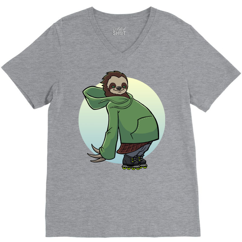 Sloth Roller Blade Skating V-Neck Tee by alchaobpsr | Artistshot