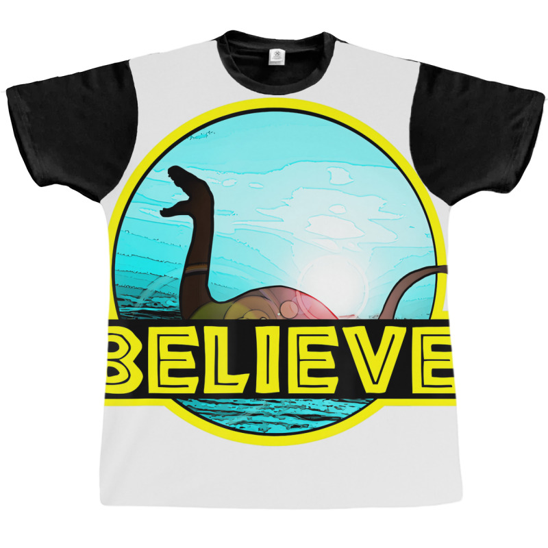 Believe Sea Monsters Ocean Plesiosaur Dinosaur Nes Graphic T-shirt | Artistshot