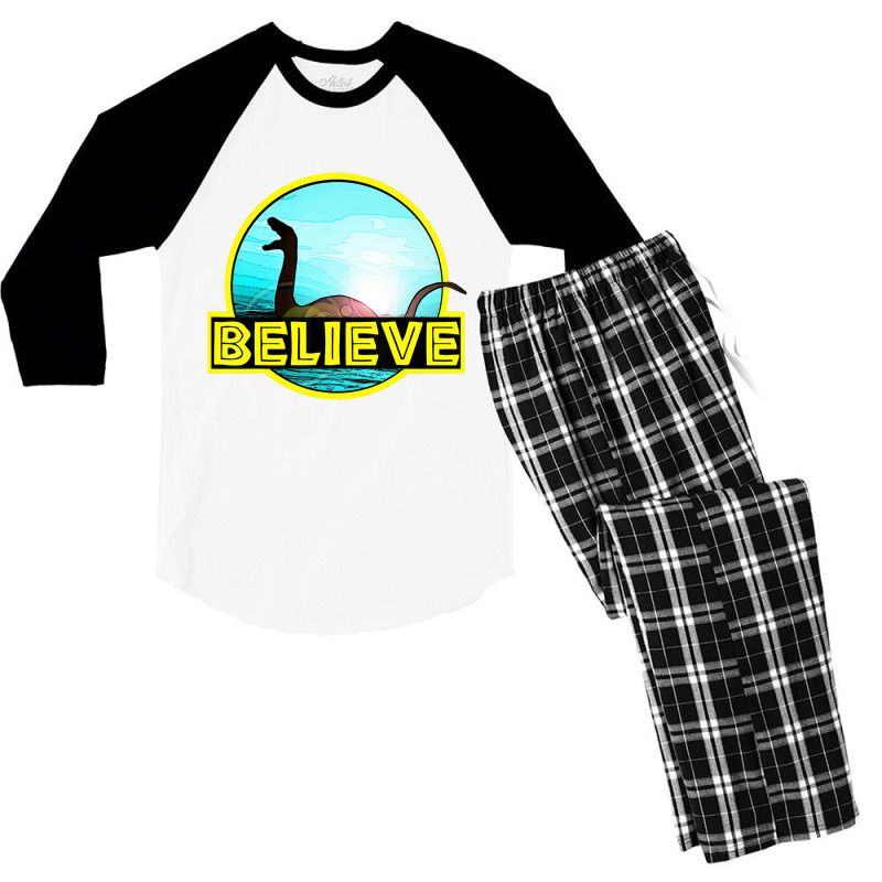 Believe Sea Monsters Ocean Plesiosaur Dinosaur Nes Men's 3/4 Sleeve Pajama Set | Artistshot