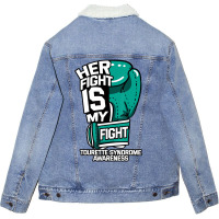 Her Fight Is My Fight Tourette Syndrome Teal Copro Unisex Sherpa-lined Denim Jacket | Artistshot