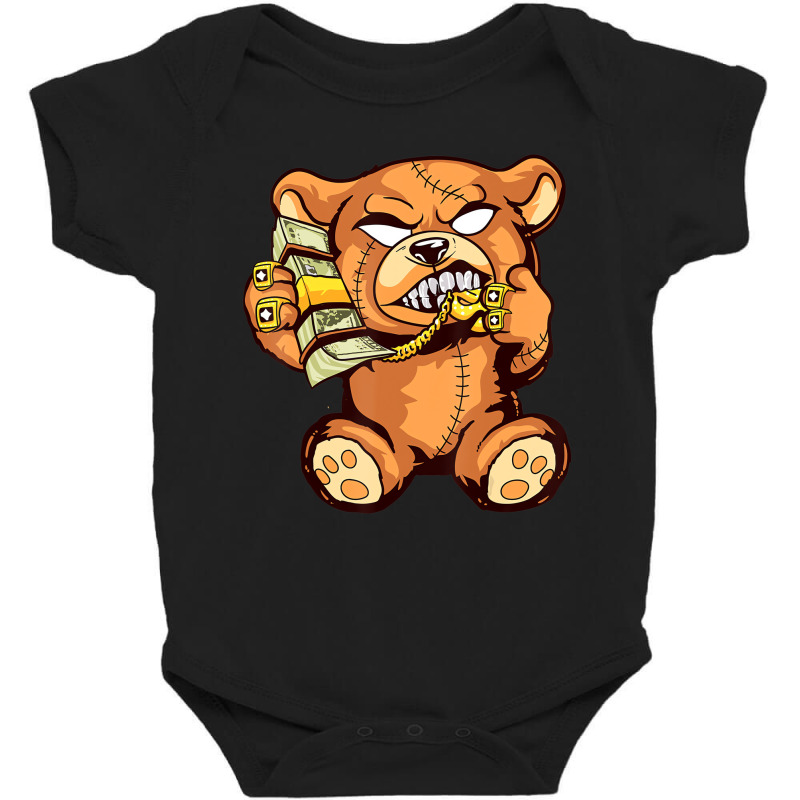 Money Calling Hip Hop Teddy Bear Gangster Rap Drip Baby Bodysuit | Artistshot