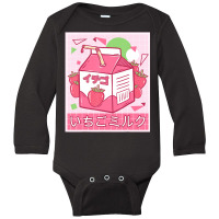 Funny Retro Japanese Kawaii Strawberry Milkshake 9 Long Sleeve Baby Bodysuit | Artistshot