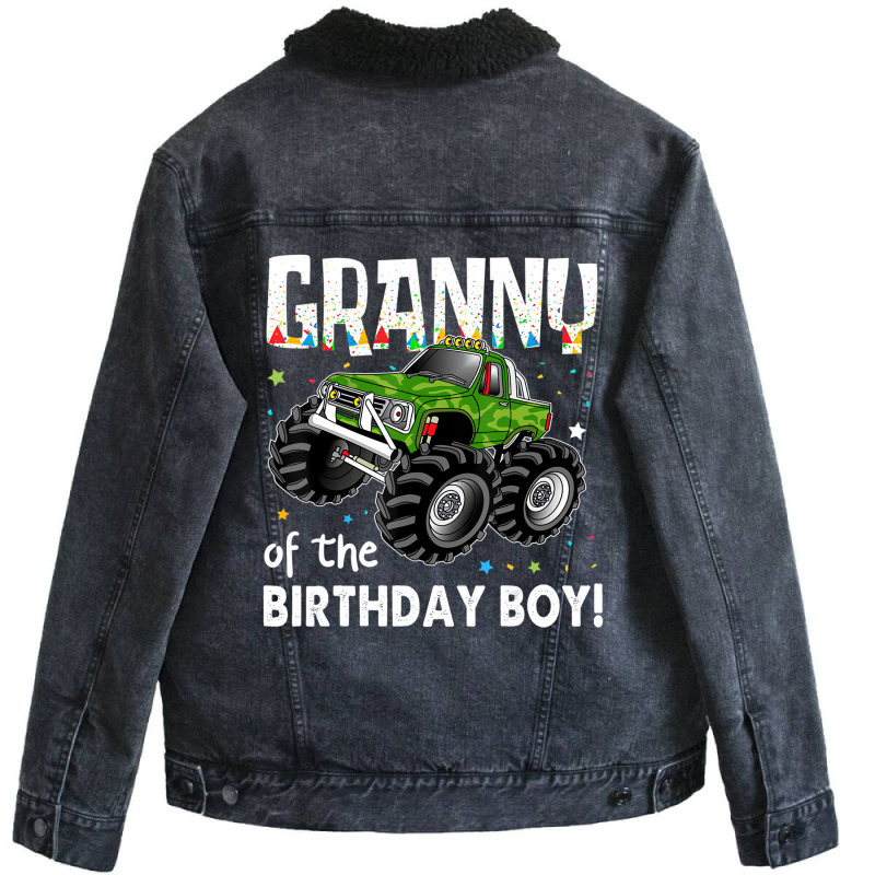 Granny Of The Birthday Boy Monster Truck Birthday Unisex Sherpa-lined Denim Jacket | Artistshot