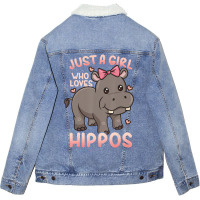 Hippo Hippopotamus Just A Girl Who Loves Hippos T Unisex Sherpa-lined Denim Jacket | Artistshot