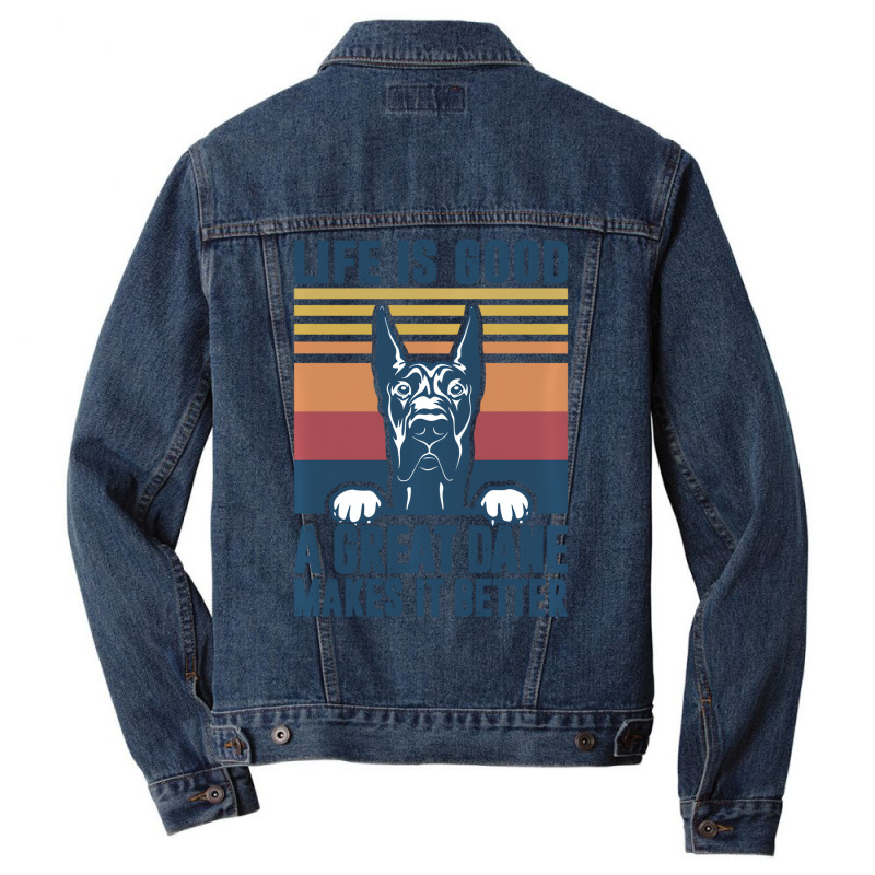 Great Dane Gifts For Women Men Great Dane Dog Dad Men Denim Jacket | Artistshot