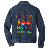 I Survived 100 Masked School Days Student Teacher Men Denim Jacket | Artistshot