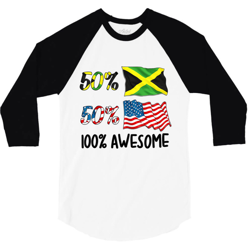 Kids 50% American 50% Jamaican 100% Awesome Boy Gi 3/4 Sleeve Shirt | Artistshot