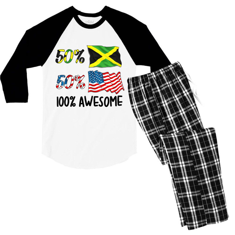 Kids 50% American 50% Jamaican 100% Awesome Boy Gi Men's 3/4 Sleeve Pajama Set | Artistshot