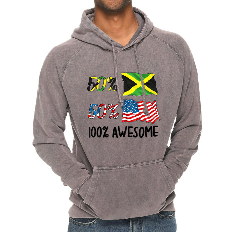 Kids 50% American 50% Jamaican 100% Awesome Boy Gi Vintage Hoodie | Artistshot