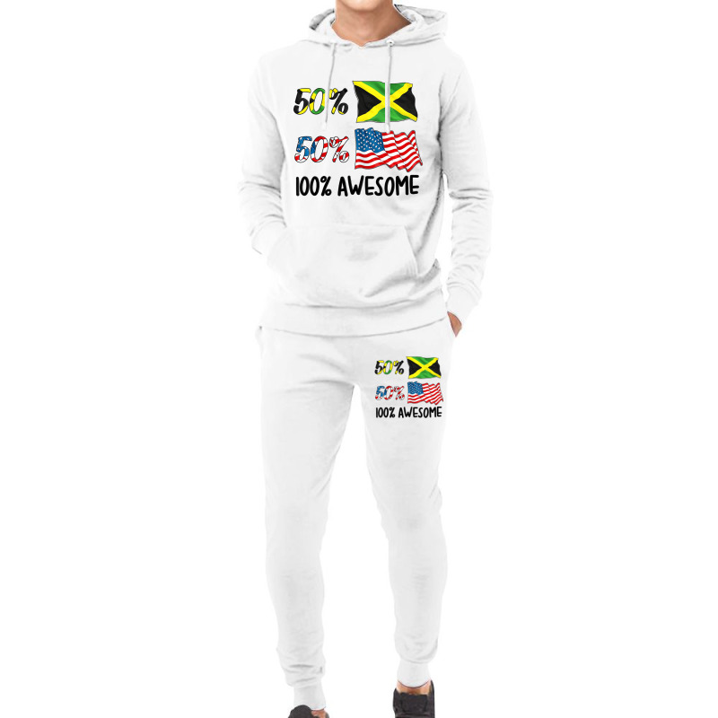 Kids 50% American 50% Jamaican 100% Awesome Boy Gi Hoodie & Jogger Set | Artistshot