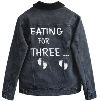 Womens Eating For Three Mom Of Expecting Twins Pre Unisex Sherpa-lined Denim Jacket | Artistshot