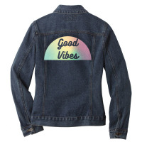 Colourful Good Vibes Design In Semicircle Ladies Denim Jacket | Artistshot