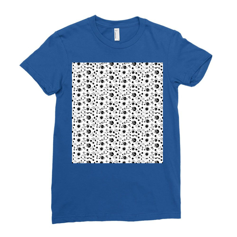 Cute Black And White Kindergarten Kids Pattern Ladies Fitted T-Shirt by kamensmayzesr | Artistshot