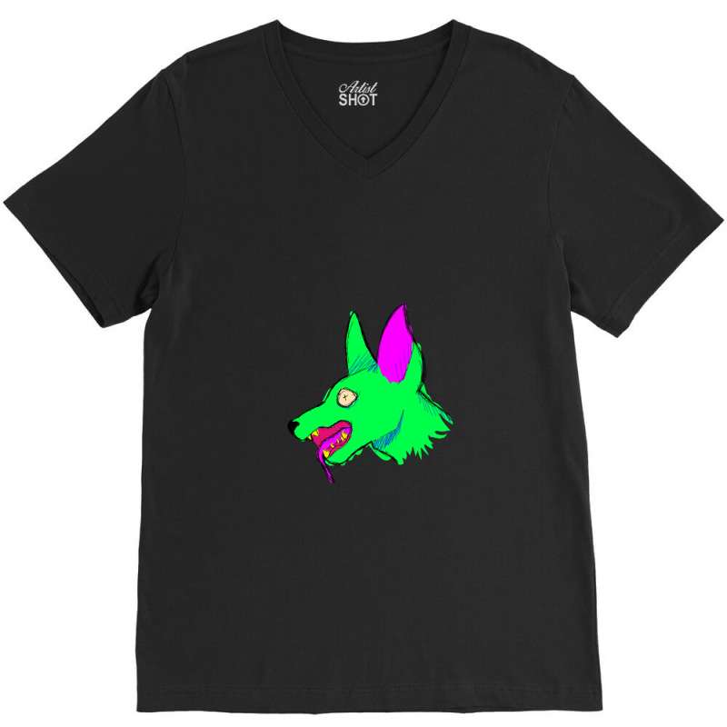 Neon Rabid Zombie Dog V-Neck Tee by JEFFREYHTHRASHER | Artistshot