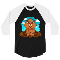 Kids Groundhog Day Boy Girl Cute Marmota Woodchuck 3/4 Sleeve Shirt | Artistshot