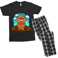 Kids Groundhog Day Boy Girl Cute Marmota Woodchuck Men's T-shirt Pajama Set | Artistshot