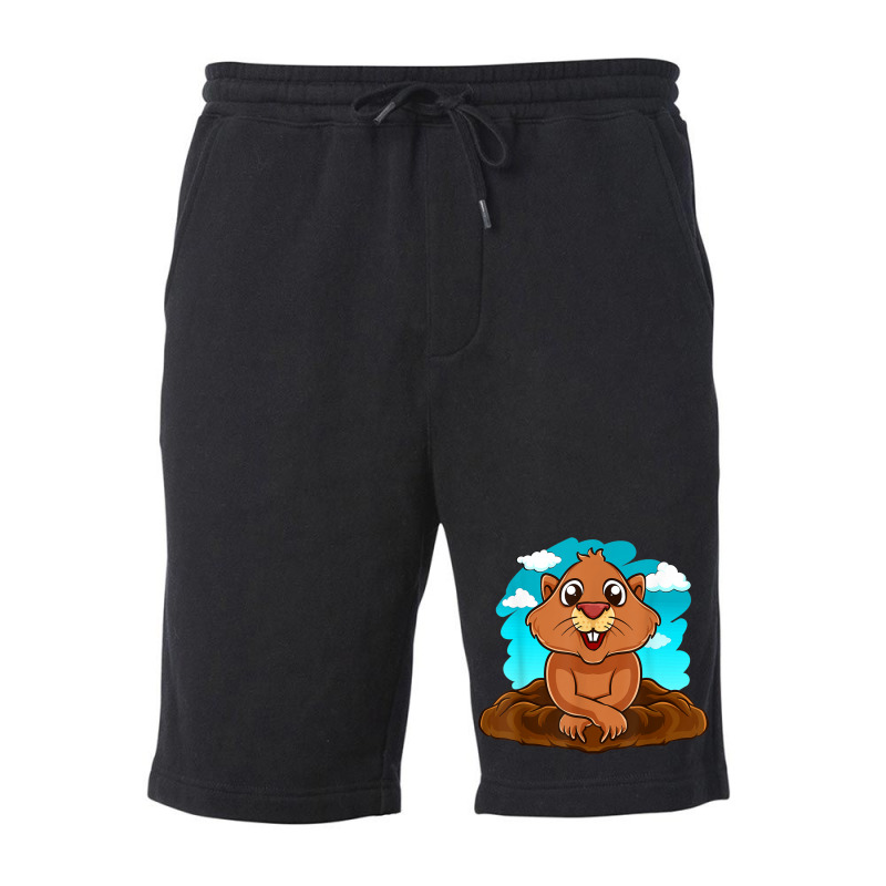 Kids Groundhog Day Boy Girl Cute Marmota Woodchuck Fleece Short by ChristinaMarieCavanaugh | Artistshot