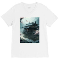 Beautiful Of Japanese Lotus Blossom White 1 V-neck Tee | Artistshot