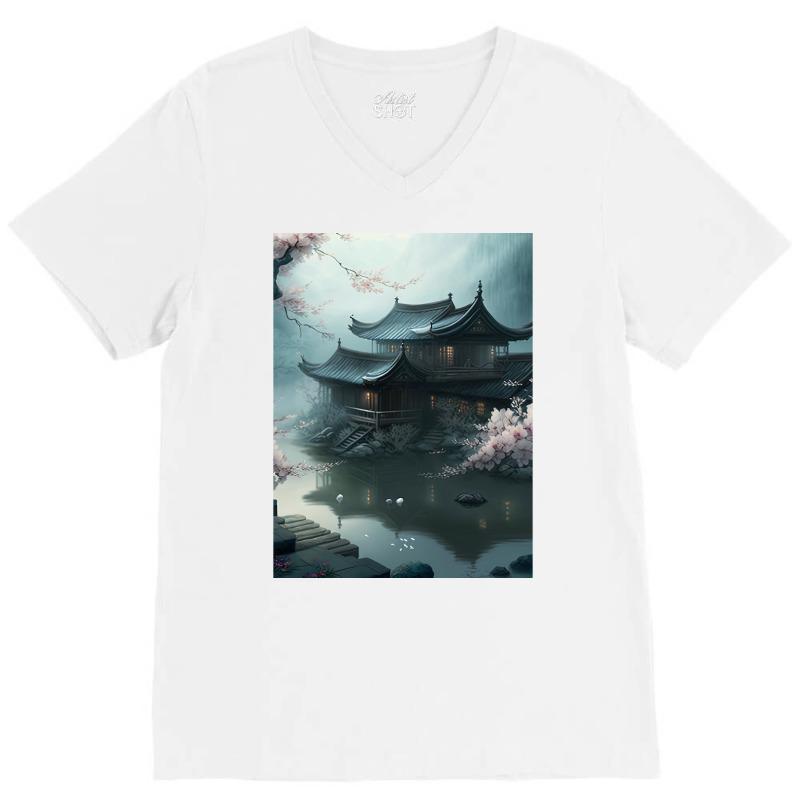 Beautiful Of Japanese Lotus Blossom White 1 V-Neck Tee by moalimbano3 | Artistshot