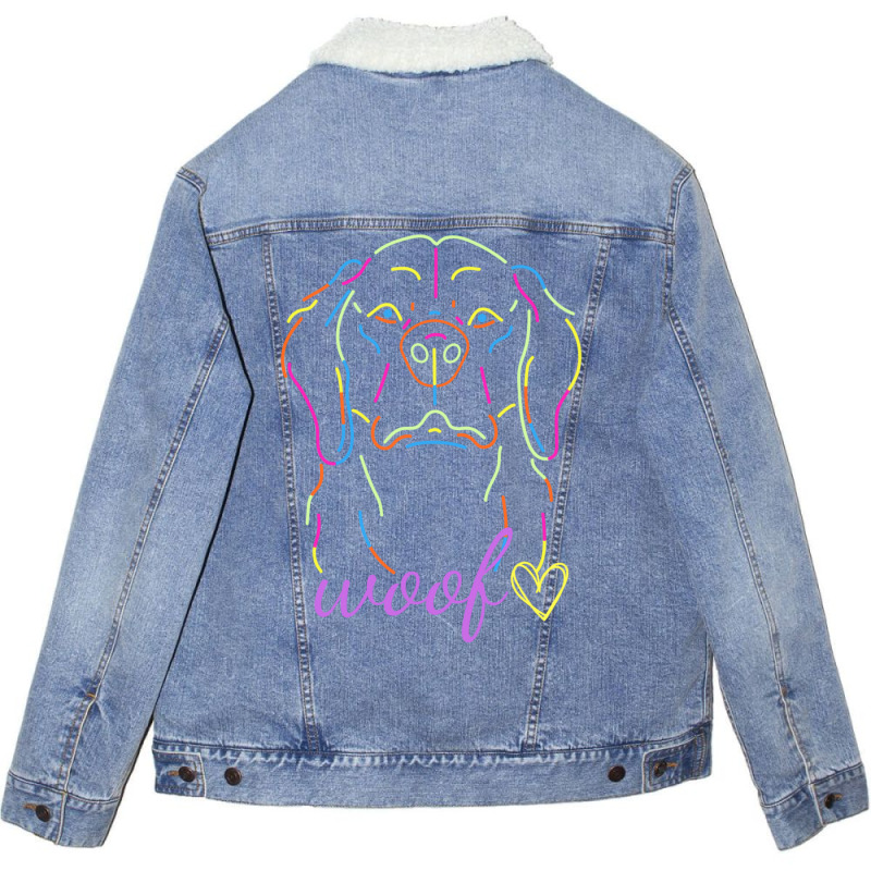 Black Colorful Neon Dog Themed T Shirt Unisex Sherpa-Lined Denim Jacket by moalimbano3 | Artistshot