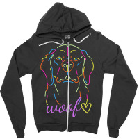 Black Colorful Neon Dog Themed T Shirt Zipper Hoodie | Artistshot