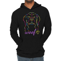 Black Colorful Neon Dog Themed T Shirt Lightweight Hoodie | Artistshot