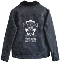 My Cat Listens To Pagan Black Viking Metal Tee Unisex Sherpa-lined Denim Jacket | Artistshot