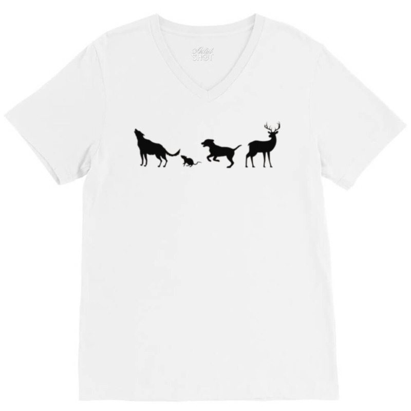 House Animals Playing Silhouette V-Neck Tee by kirgankroupau | Artistshot