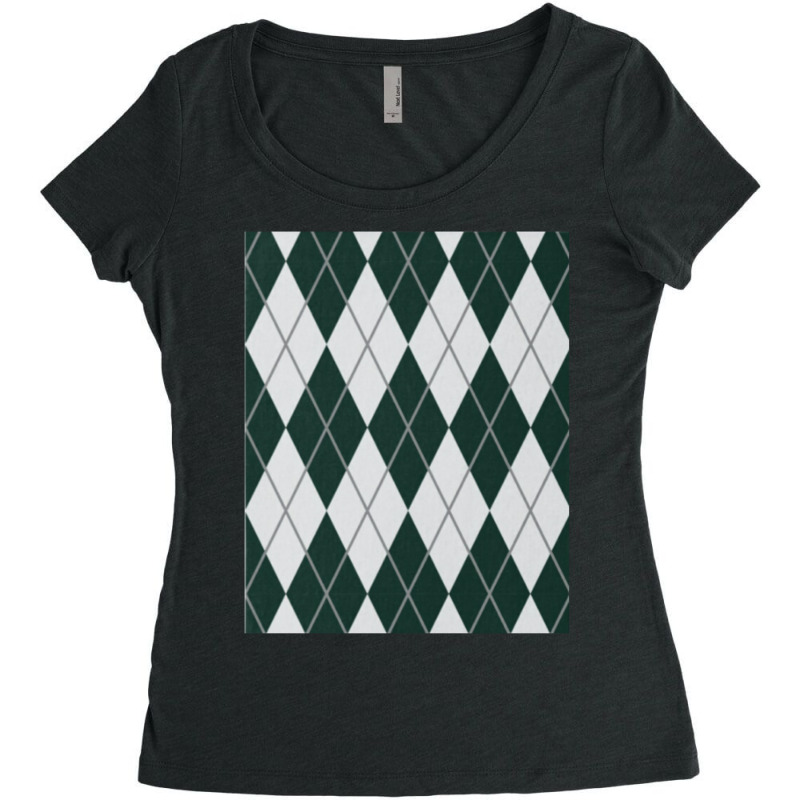 Green And Grey Diamonds Women's Triblend Scoop T-shirt by rabeystuck9 | Artistshot