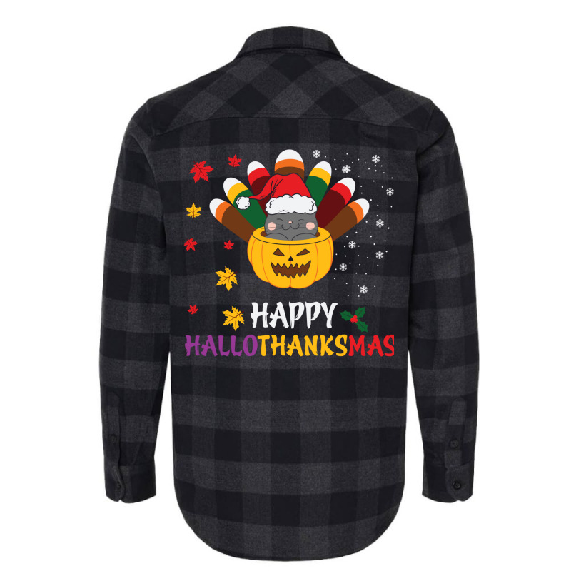 Happy Hallothanksmas Cats Lover Halloween Merry Ch Flannel Shirt by aldenmunnisd | Artistshot