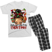 Just A Girl Who Loves Christmas Afro Messy Bun Lig Men's T-shirt Pajama Set | Artistshot