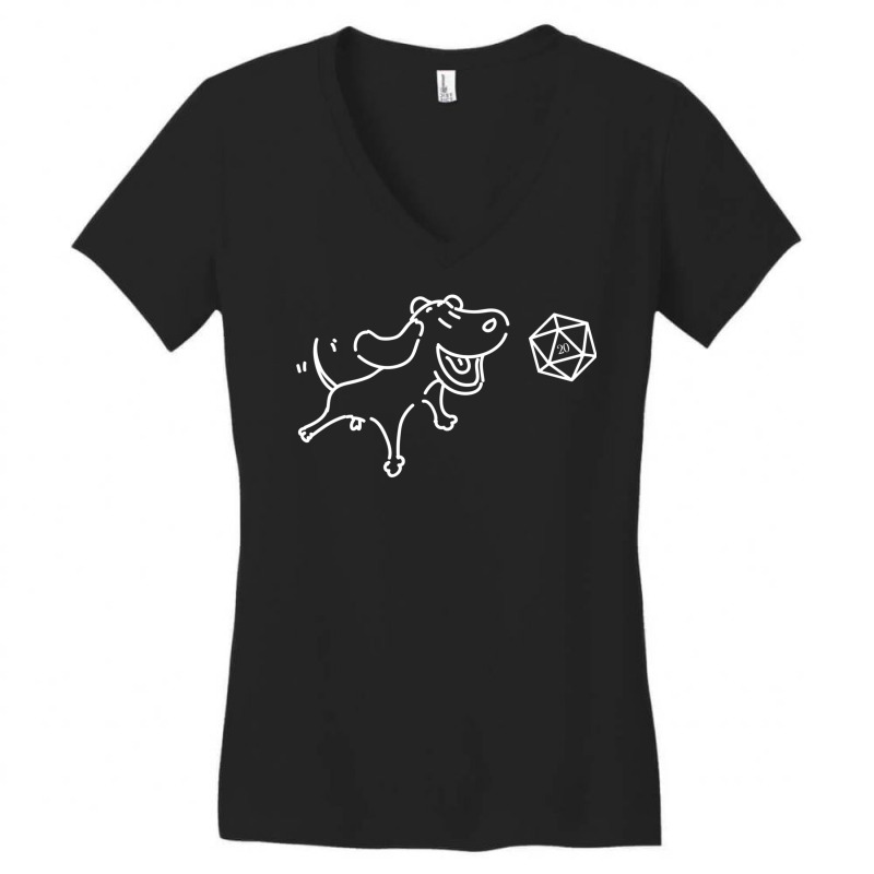 Dog With D20 Dice Cute Funny Gift For Dog Lovers T Women's V-neck T-shirt | Artistshot