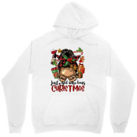 Just A Girl Who Loves Christmas Afro Messy Bun Lig Unisex Hoodie | Artistshot