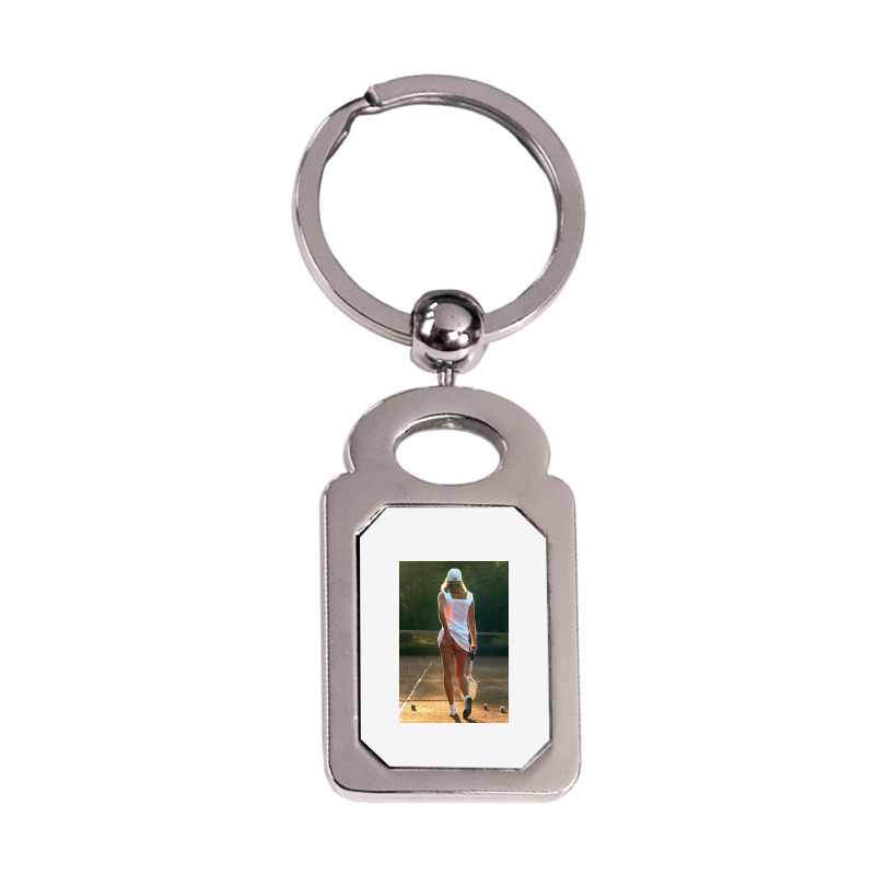 Tennis Girl Martin Elliott Silver Rectangle Keychain | Artistshot