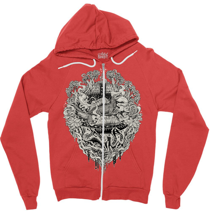 Sunken Temple Of The Spinosaurus  Monochrome  Dino Zipper Hoodie | Artistshot