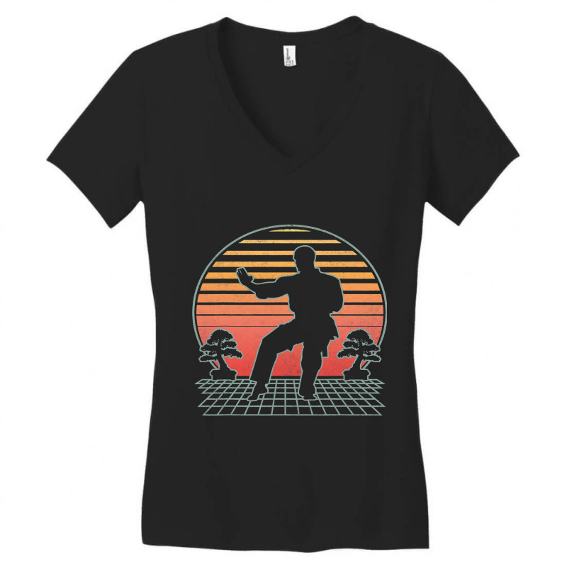 Martial Arts Fighter Futuristic Retro Karate Taekw Women's V-Neck T-Shirt by RILEYALLEN | Artistshot