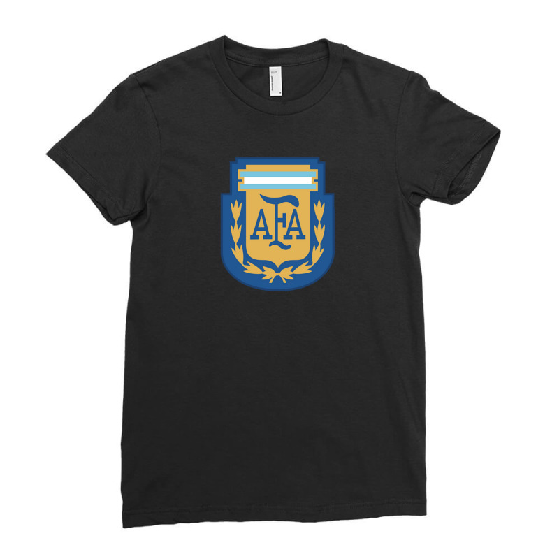 Golden Argentina National Football Design Ladies Fitted T-Shirt by Ushifa | Artistshot