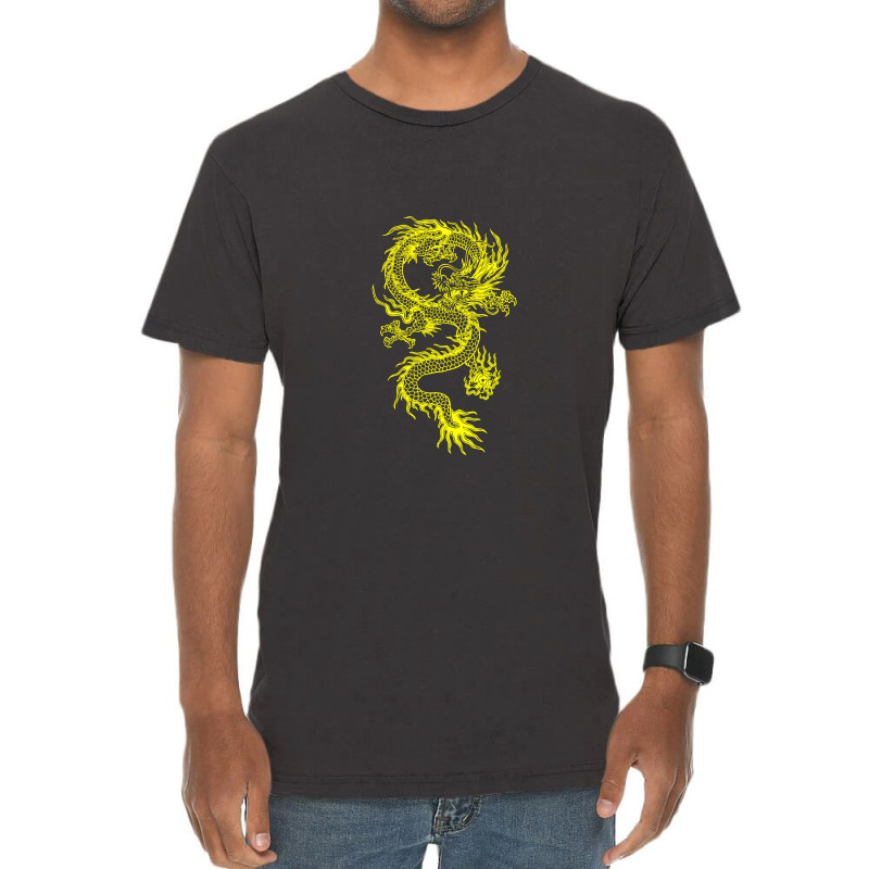 Yellow Chinese Dragon Vintage T-shirt | Artistshot