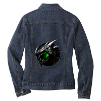 Dragon Head With Mouth Emitting Green Light Ladies Denim Jacket | Artistshot