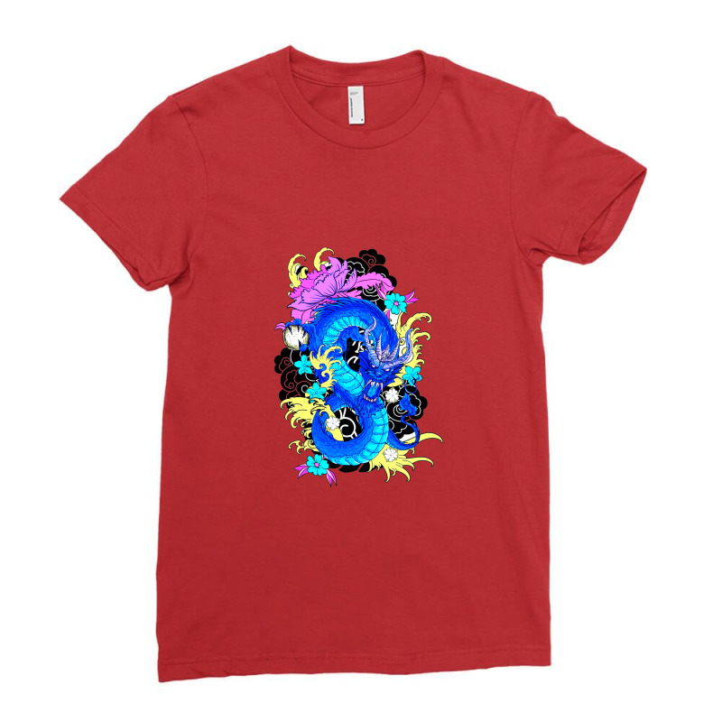 Cool Blue Dragon Ladies Fitted T-Shirt by In.Bella | Artistshot