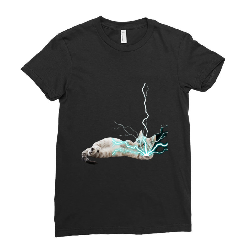 Cat Lightning   1 Ladies Fitted T-Shirt by Reynaldo K Dennis | Artistshot