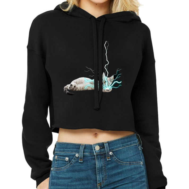 Cat Lightning   1 Cropped Hoodie by Reynaldo K Dennis | Artistshot