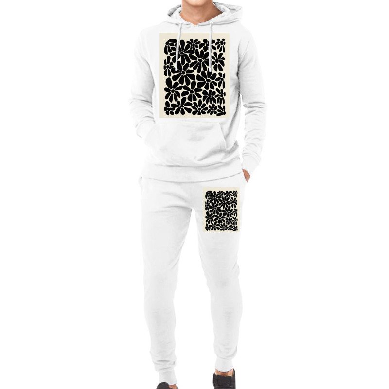 Black And White Retro Floral Art Print Hoodie & Jogger set by ronaldojon | Artistshot