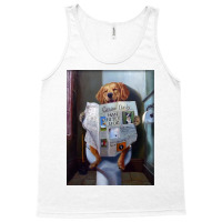 Dog Reading The Newspaper On Toilet Tank Top | Artistshot