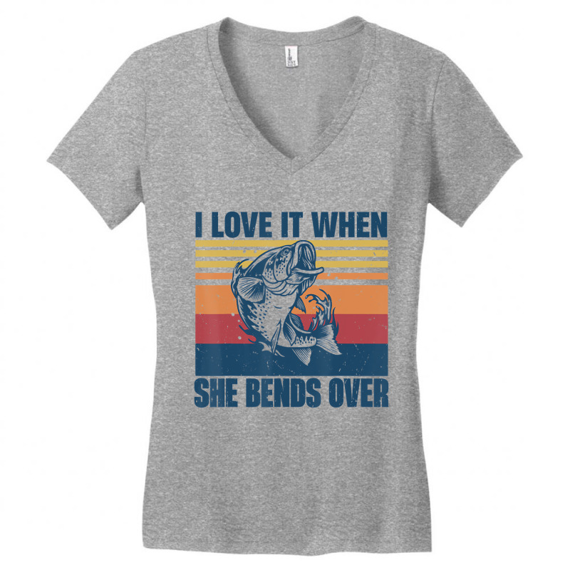 Vintage Bass Fishing Fisherman I Love It When She Women's V-Neck T-Shirt by stidmanuks | Artistshot