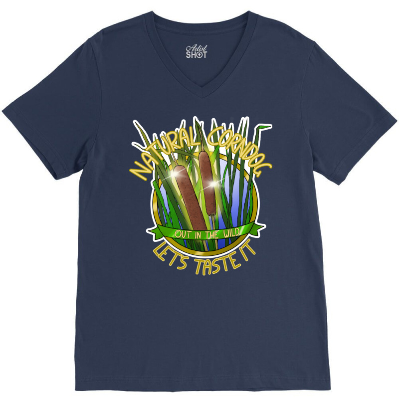 Natural Corndogs Blue V-Neck Tee by efratydrexp | Artistshot