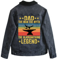 Vintage The Blacksmithing Legend Funny Fathers Day Unisex Sherpa-lined Denim Jacket | Artistshot